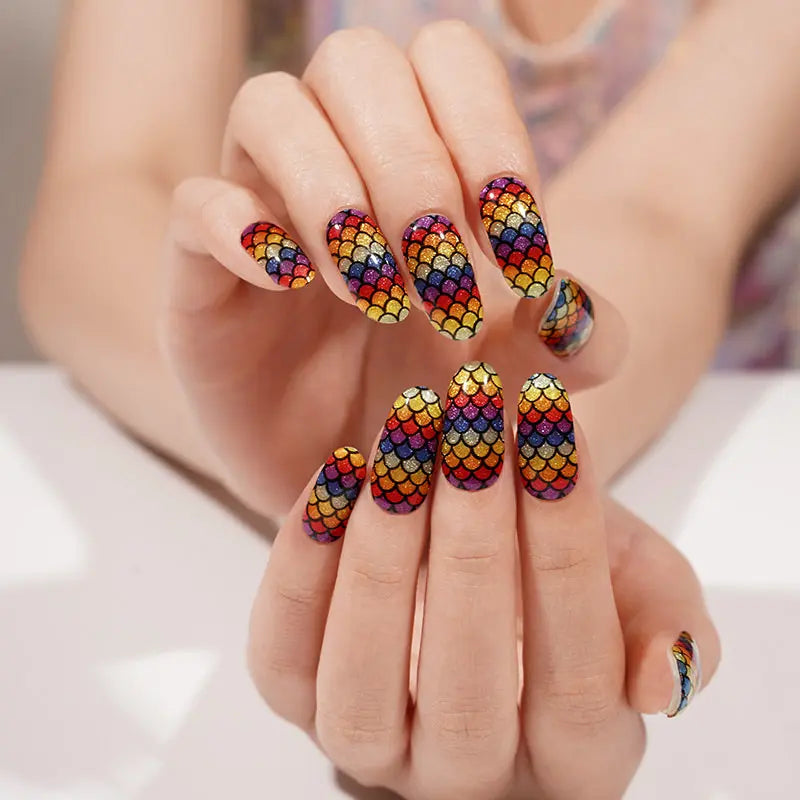 Rainbow Mermaid Scale – Gel Finish Self-Adhesive Strips For & — Semi-Cured Gel Nail Wraps