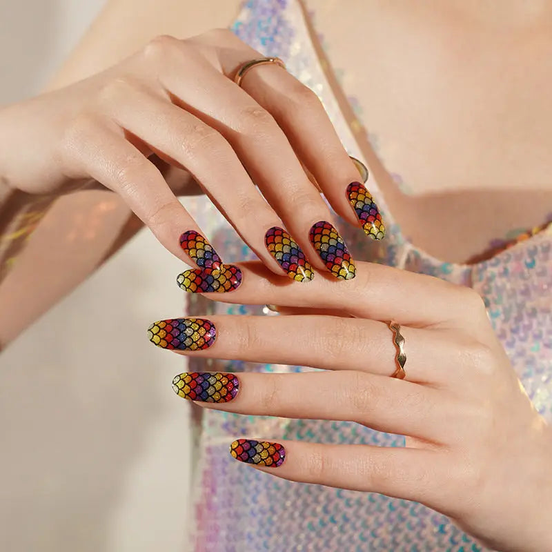 Rainbow Mermaid Scale – Gel Finish Self-Adhesive Strips For & — Semi-Cured Gel Nail Wraps