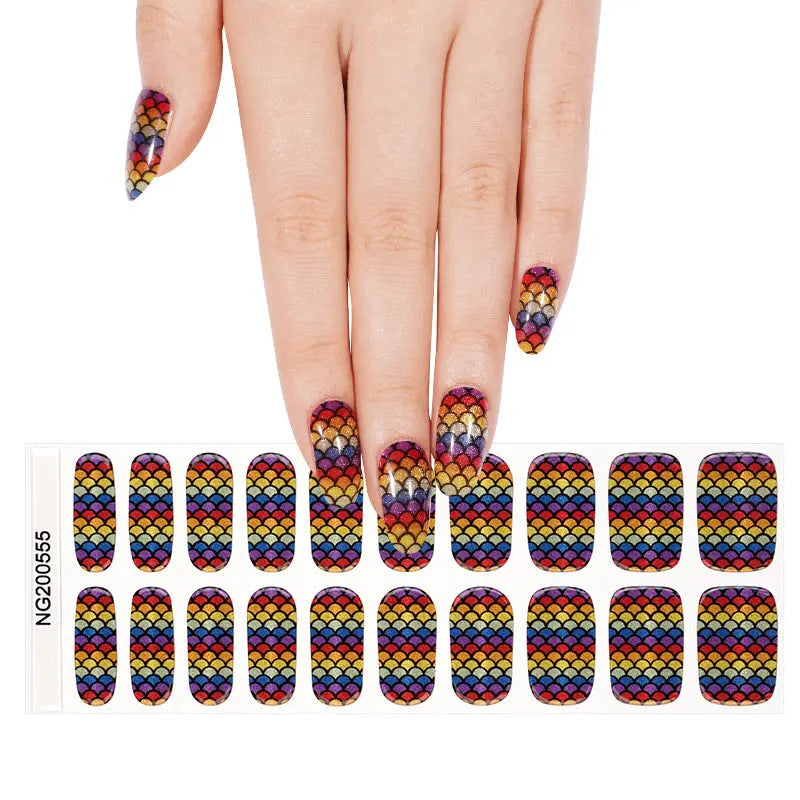 Rainbow Mermaid Scale – Gel Finish Self-Adhesive Strips For & — Semi-Cured Gel Nail Wraps