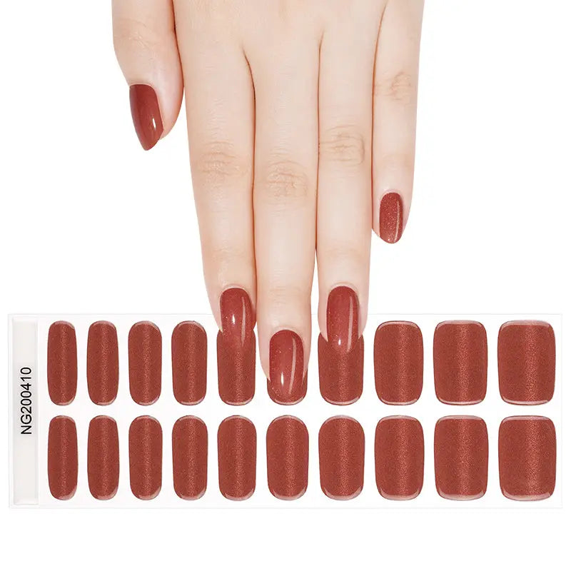 Red Cat-eye Strips Gel Gel Stickers Glitter — Semi-Cured Gel Nail Wraps