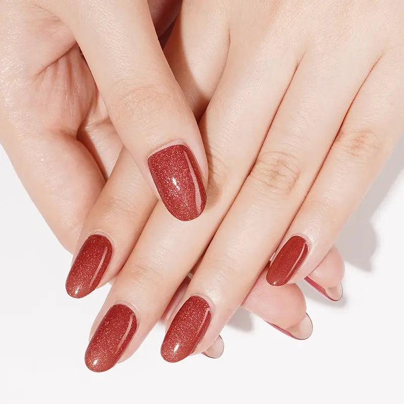 Red Cat-eye Strips Gel Gel Stickers Glitter — Semi-Cured Gel Nail Wraps