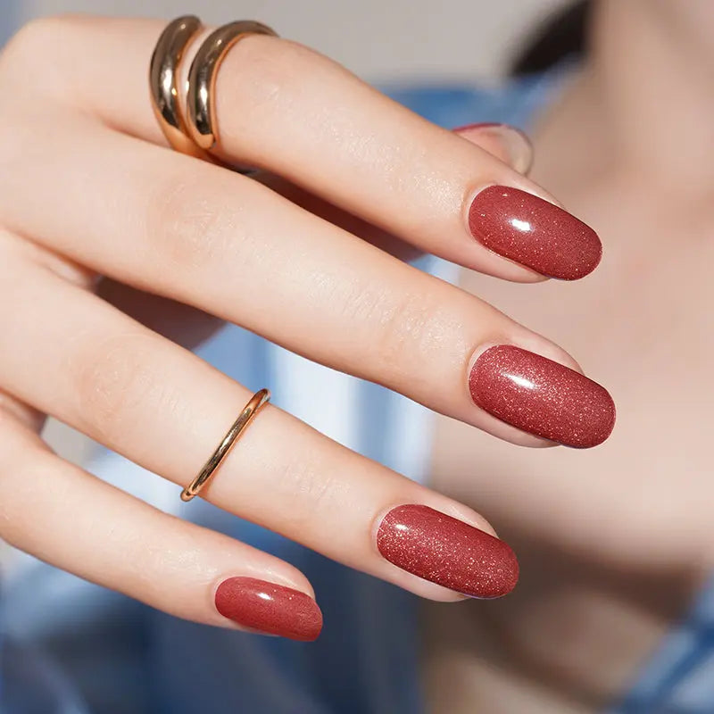 Red Cat-eye Strips Gel Gel Stickers Glitter — Semi-Cured Gel Nail Wraps