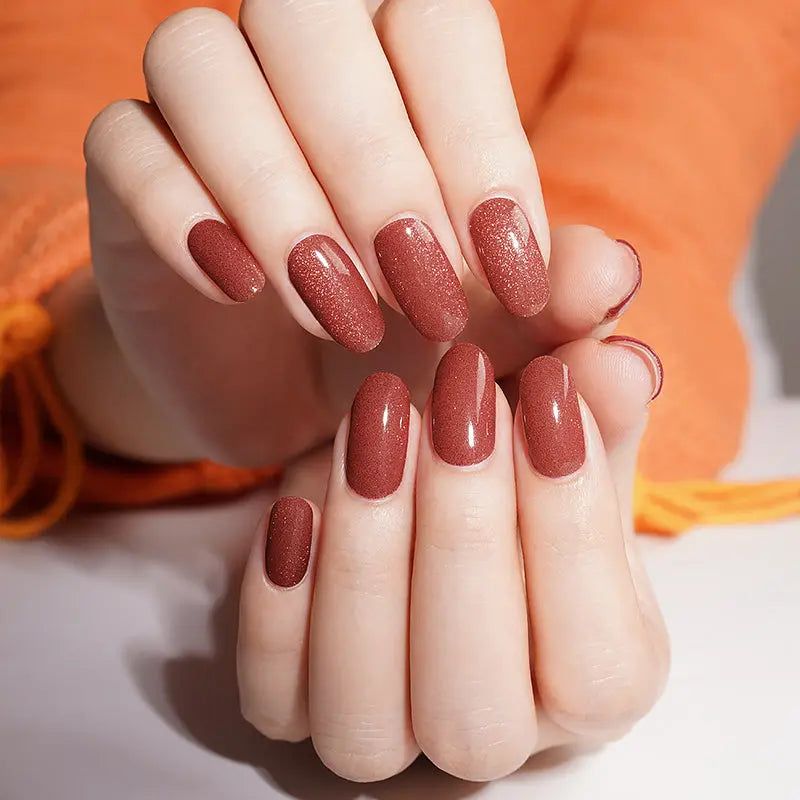 Red Cat-eye Strips Gel Gel Stickers Glitter — Semi-Cured Gel Nail Wraps