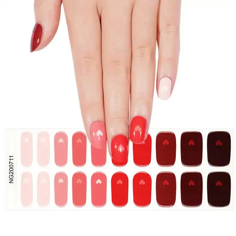 Red Ombre Heart — Semi-Cured Gel Nail Wraps