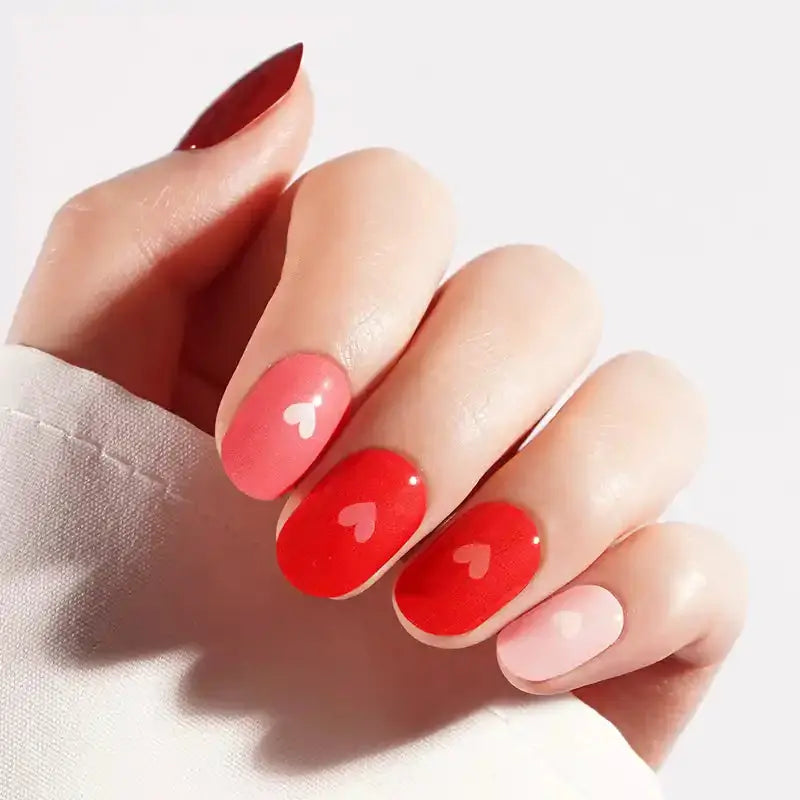 Red Ombre Heart — Semi-Cured Gel Nail Wraps
