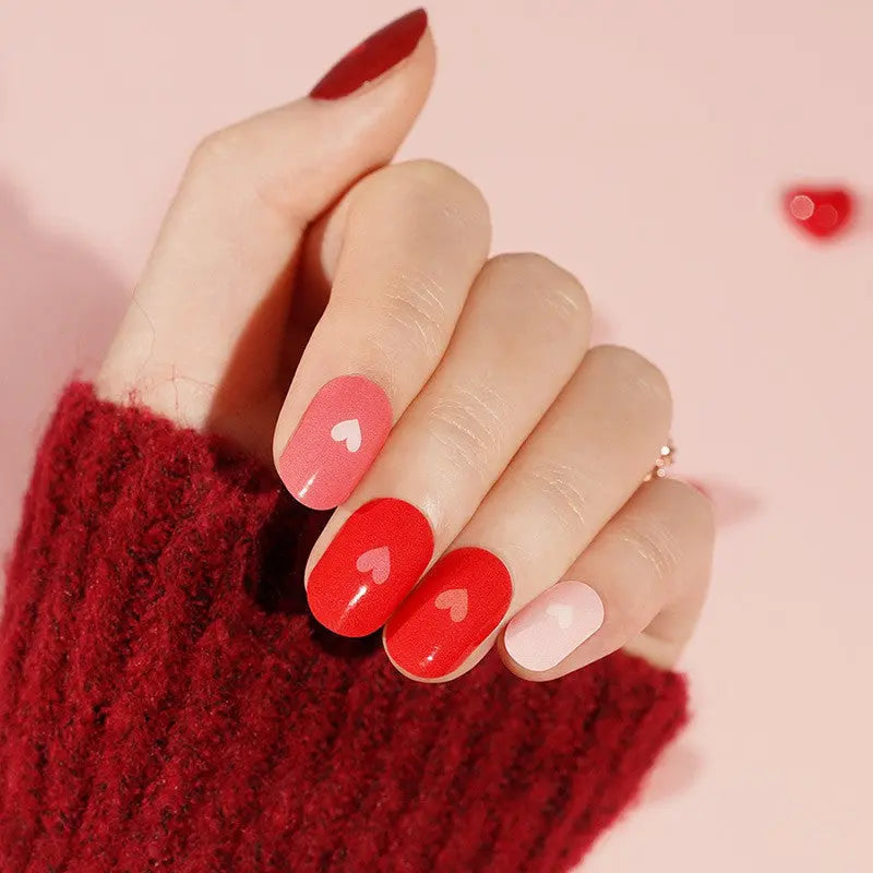 Red Ombre Heart — Semi-Cured Gel Nail Wraps