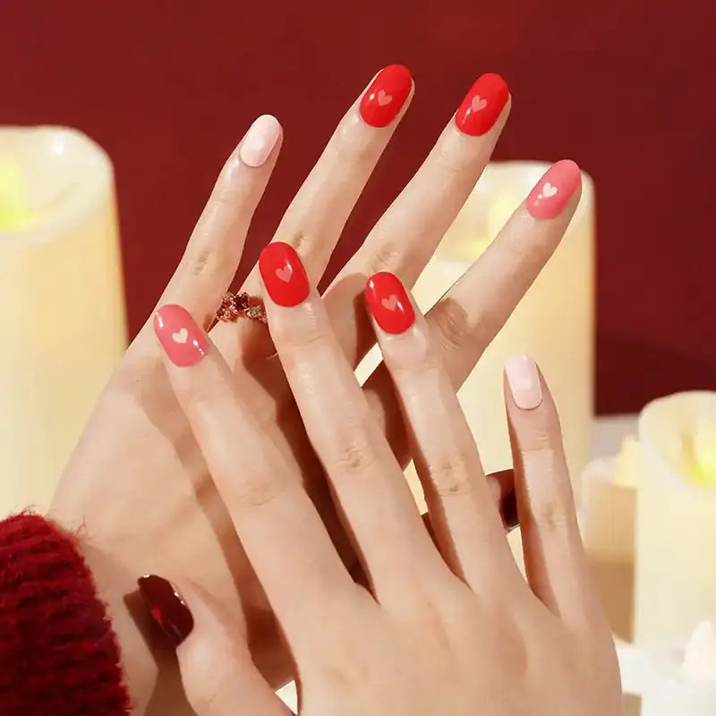 Red Ombre Heart — Semi-Cured Gel Nail Wraps