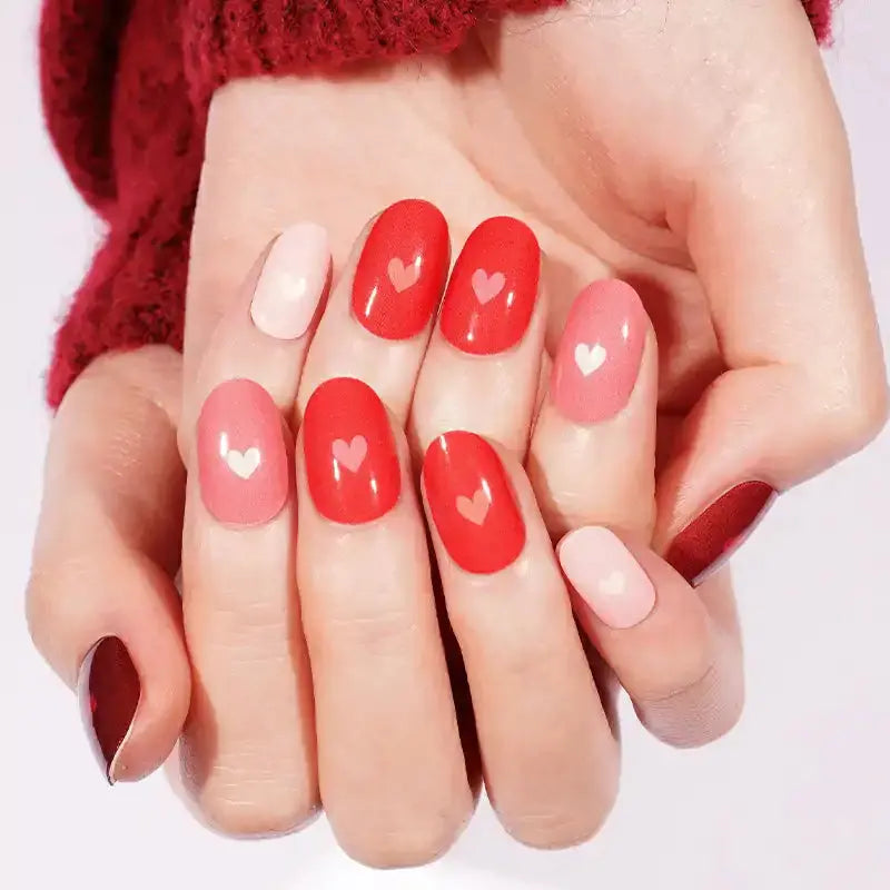 Red Ombre Heart — Semi-Cured Gel Nail Wraps