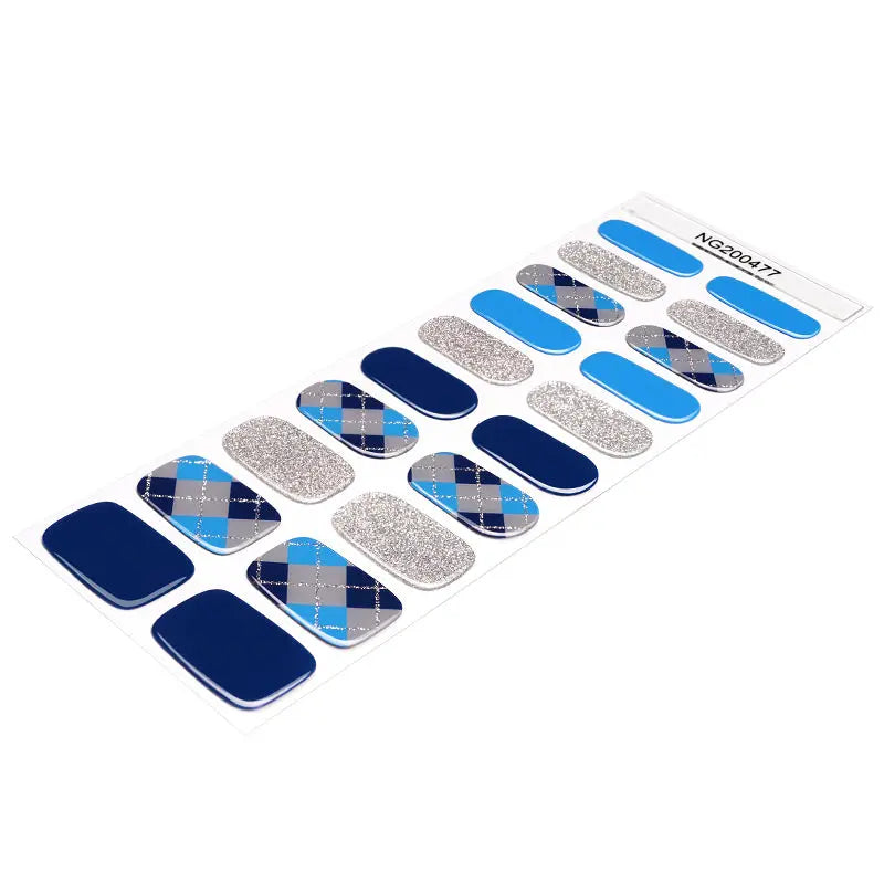 Strip Blue Plaid Design — Semi-Cured Gel Nail Wraps
