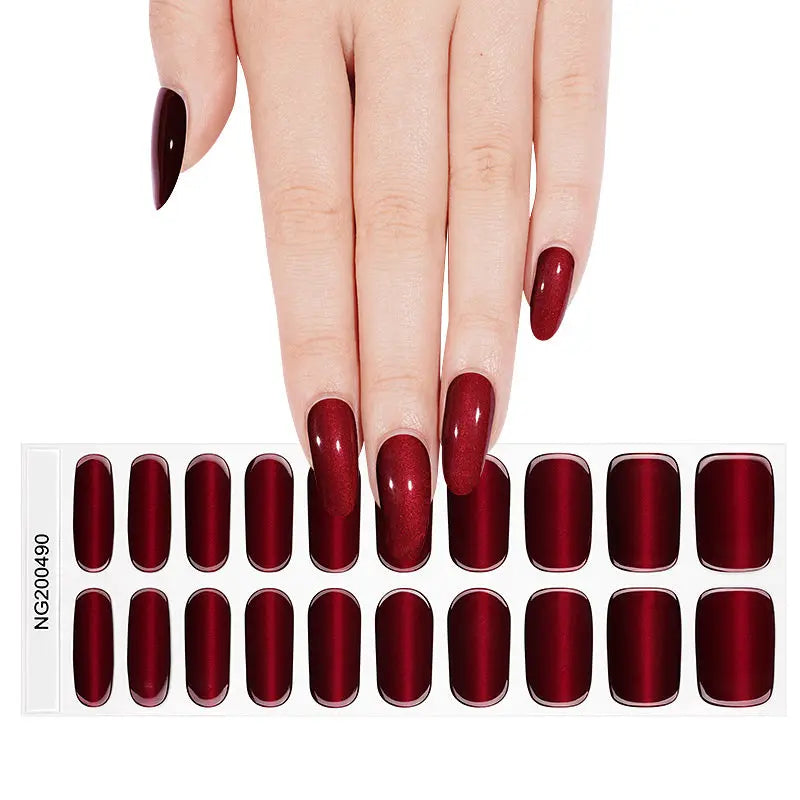 Strip Cat-eye Glitter Sticker — Semi-Cured Gel Nail Wraps