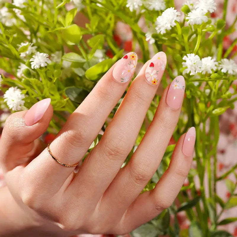 Strip Floral French Sticker — Semi-Cured Gel Nail Wraps
