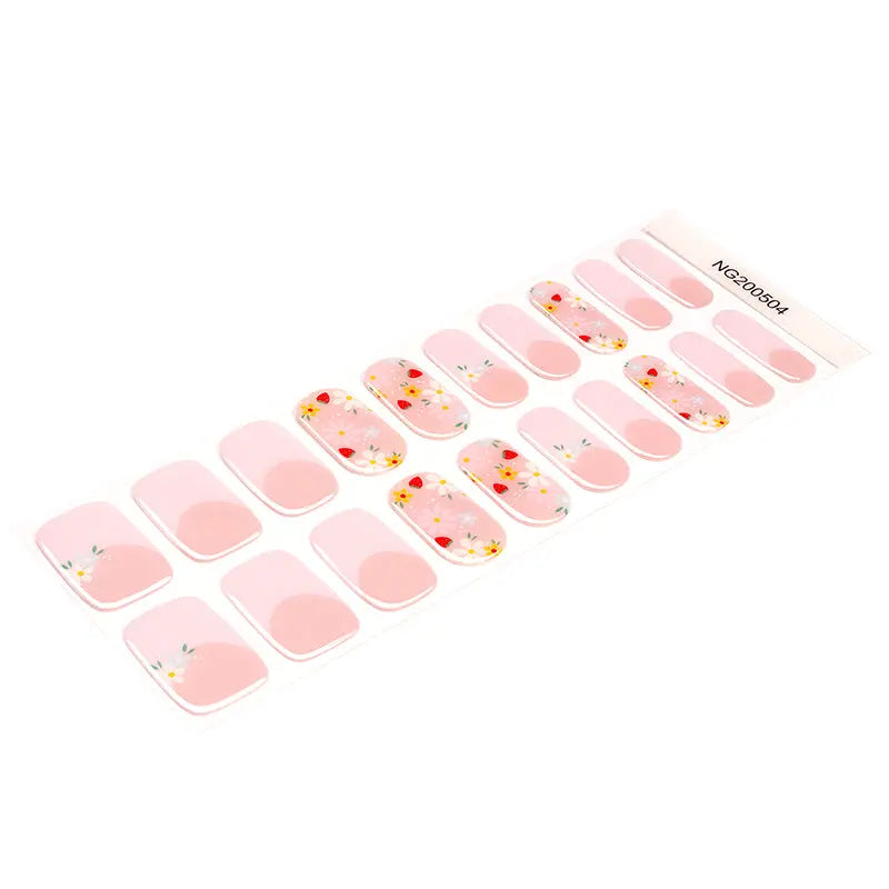 Strip Floral French Sticker — Semi-Cured Gel Nail Wraps