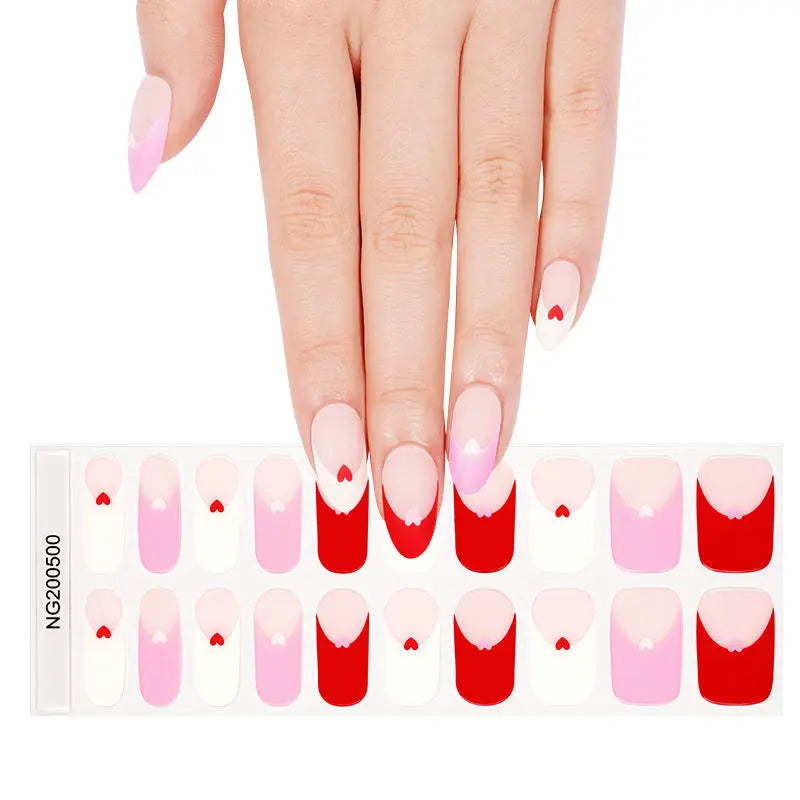 Strip French Love Heart Sticker — Semi-Cured Gel Nail Wraps