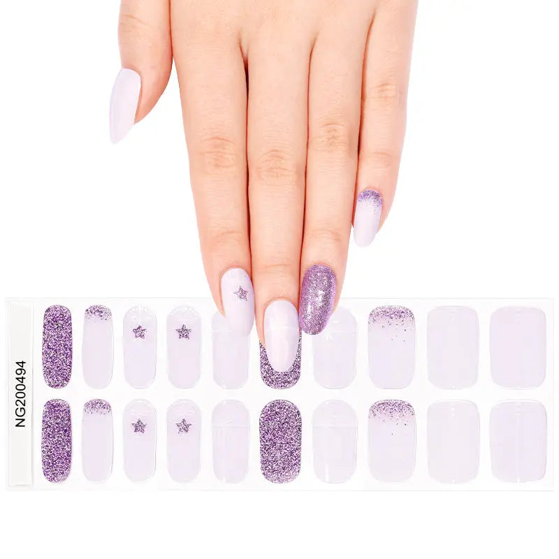 Strip Glitter Winter Snow Sticker — Semi-Cured Gel Nail Wraps