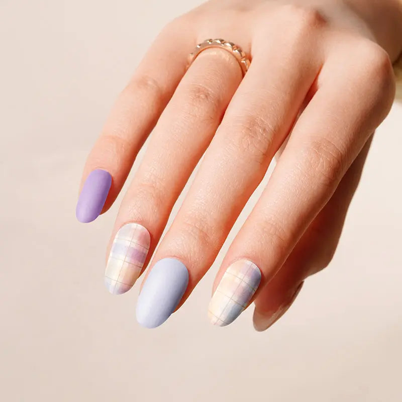 Strip Matte Plaid Sticker — Semi-Cured Gel Nail Wraps