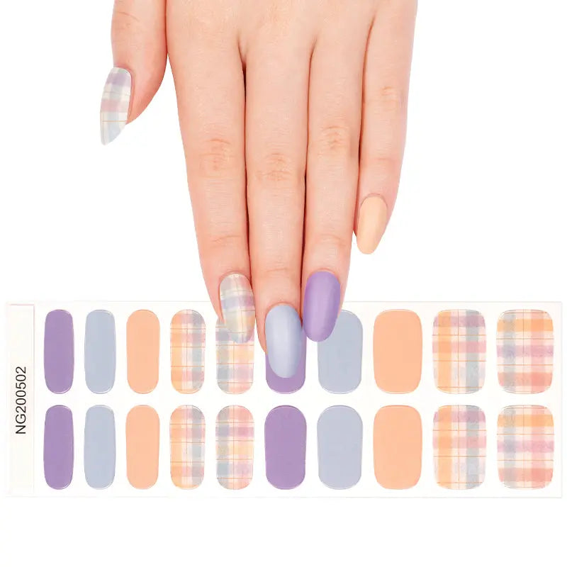 Strip Matte Plaid Sticker — Semi-Cured Gel Nail Wraps