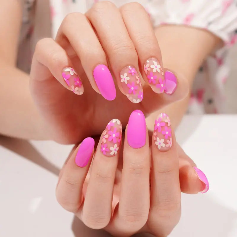Strip Purple Flower Sticker — Semi-Cured Gel Nail Wraps