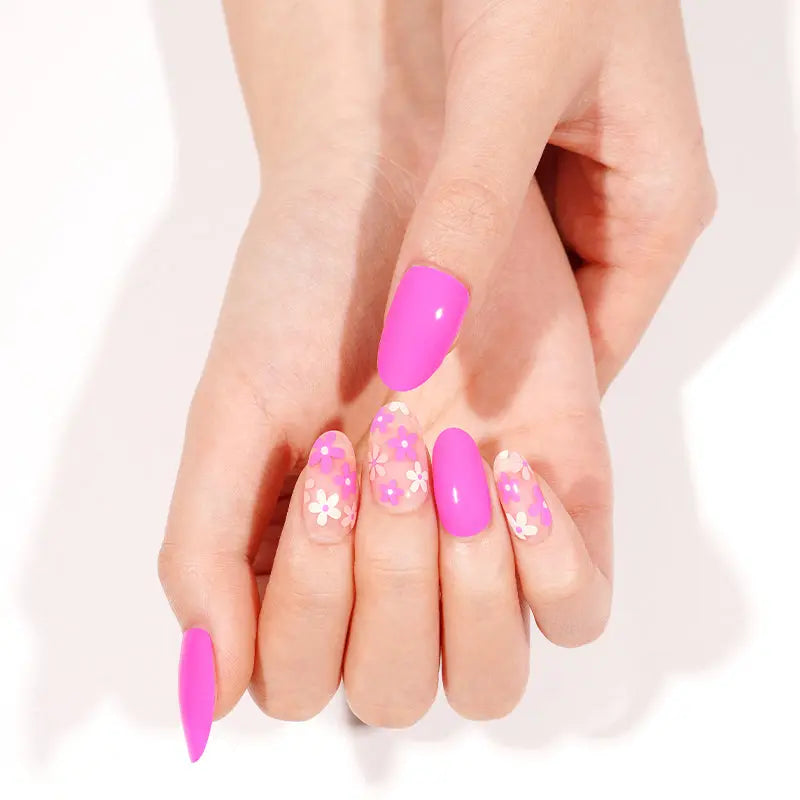 Strip Purple Flower Sticker — Semi-Cured Gel Nail Wraps