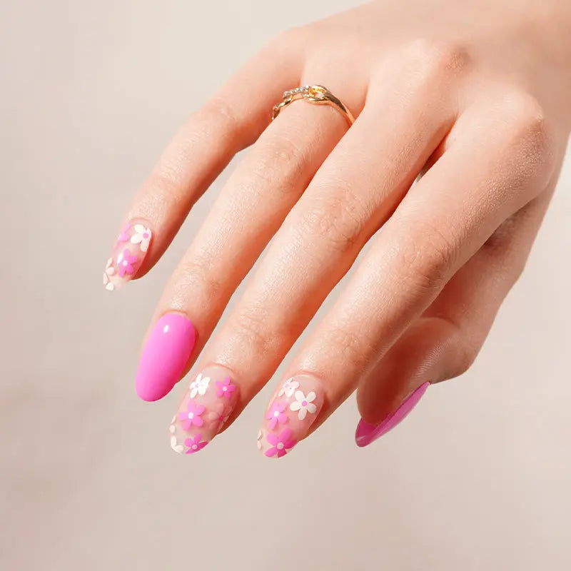 Strip Purple Flower Sticker — Semi-Cured Gel Nail Wraps
