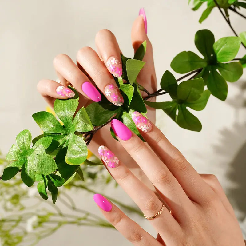Strip Purple Flower Sticker — Semi-Cured Gel Nail Wraps