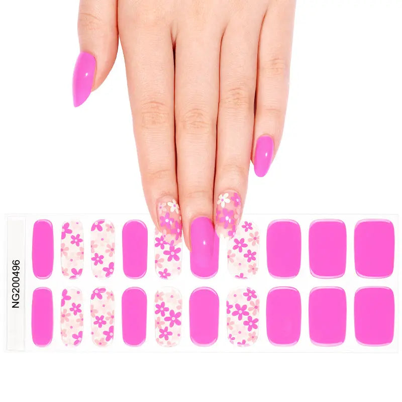 Strip Purple Flower Sticker — Semi-Cured Gel Nail Wraps