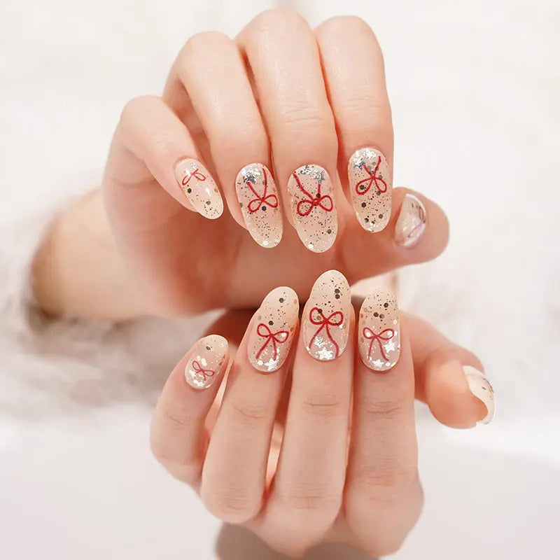 Strip Red Ribbon Sticker — Semi-Cured Gel Nail Wraps