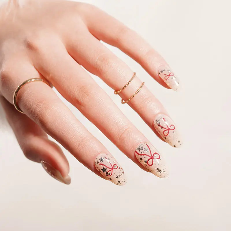 Strip Red Ribbon Sticker — Semi-Cured Gel Nail Wraps