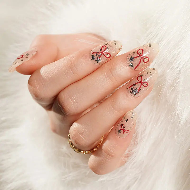 Strip Red Ribbon Sticker — Semi-Cured Gel Nail Wraps