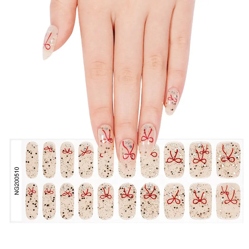 Strip Red Ribbon Sticker — Semi-Cured Gel Nail Wraps