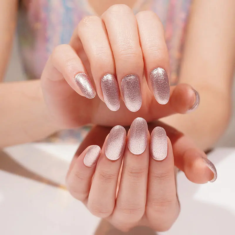 Strip Rose Gold Glitter Sticker — Semi-Cured Gel Nail Wraps