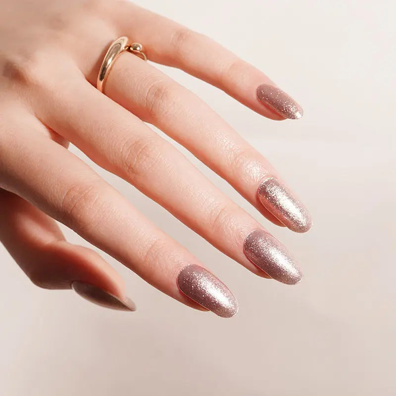Strip Rose Gold Glitter Sticker — Semi-Cured Gel Nail Wraps