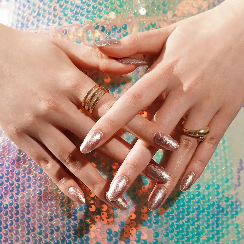 Strip Rose Gold Glitter Sticker — Semi-Cured Gel Nail Wraps