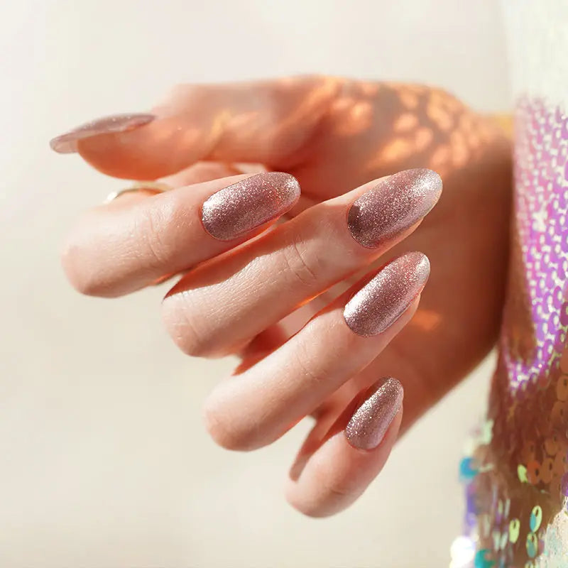 Strip Rose Gold Glitter Sticker — Semi-Cured Gel Nail Wraps