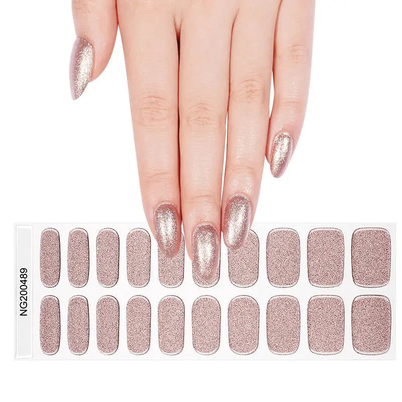 Strip Rose Gold Glitter Sticker — Semi-Cured Gel Nail Wraps