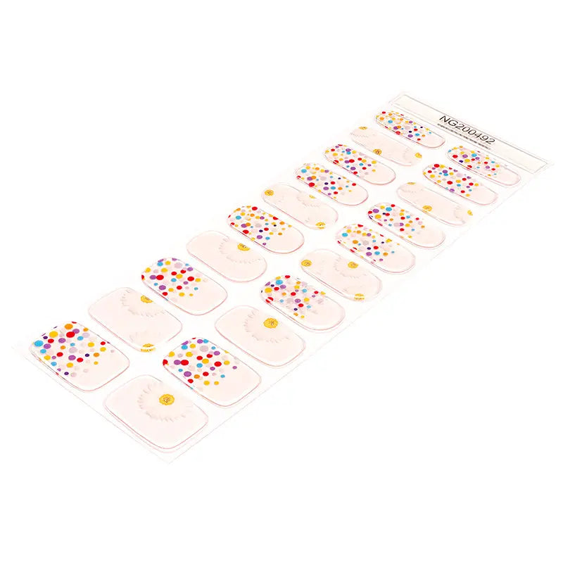 Strip White Chrysanthemum Sticker — Semi-Cured Gel Nail Wraps