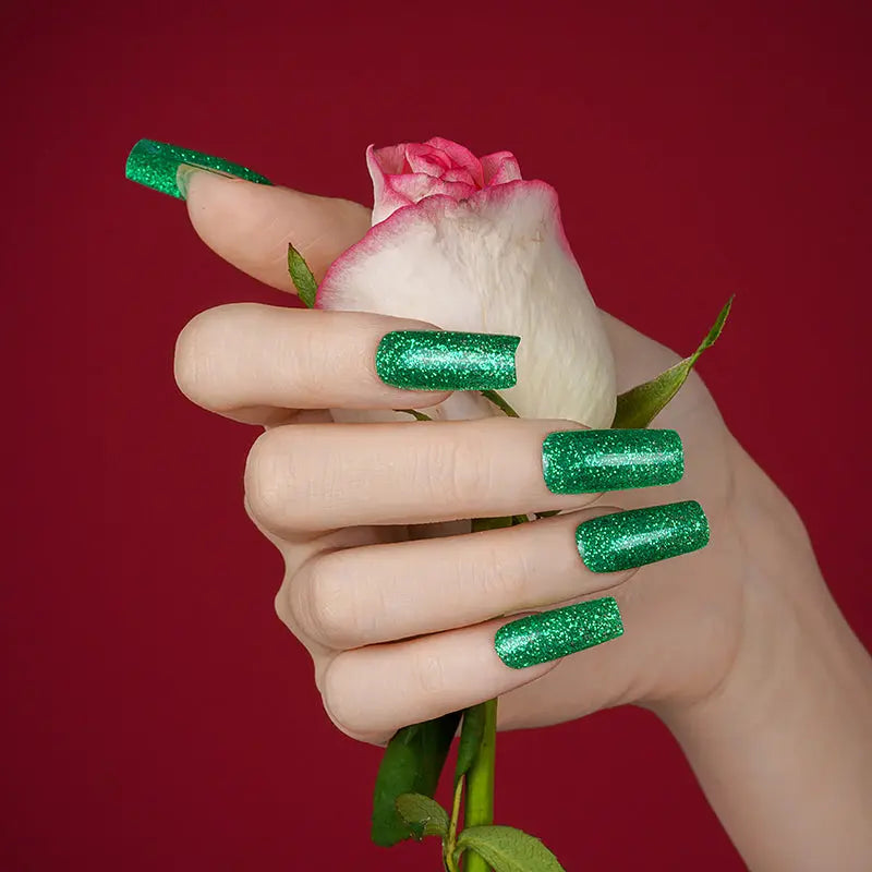 Enhanced With -Designed Wraps Green Glitter — Semi-Cured Gel Nail Wraps
