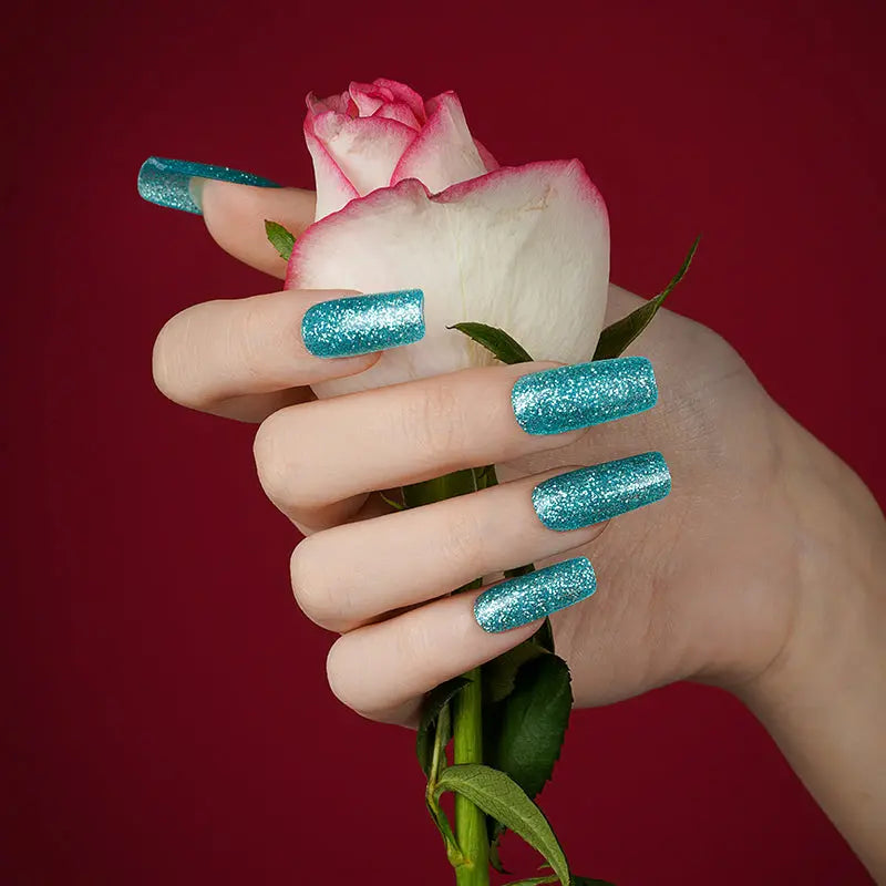 Enhanced With -Designed Wraps Blue Glitter — Semi-Cured Gel Nail Wraps