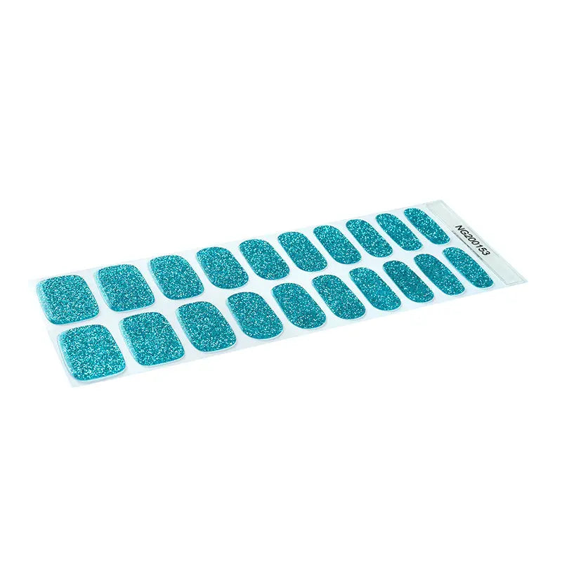 Enhanced With -Designed Wraps Blue Glitter — Semi-Cured Gel Nail Wraps