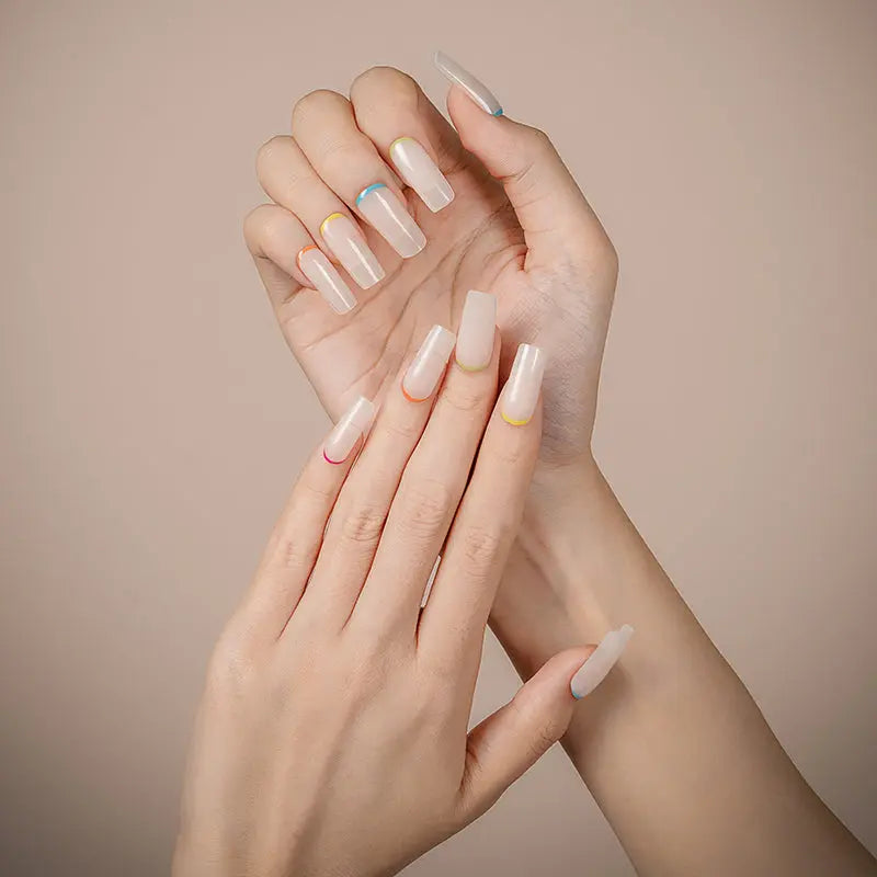 With -Designed Wraps Colorful Cuticles — Semi-Cured Gel Nail Wraps