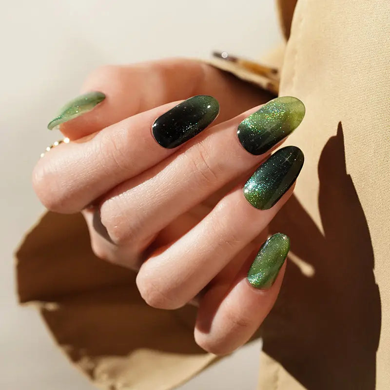 Strip Cat Eye Glitter Gel Sticker — Semi-Cured Gel Nail Wraps
