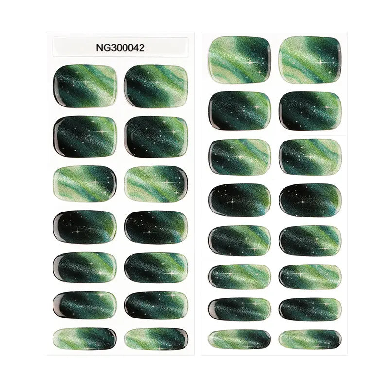 Strip Cat Eye Glitter Gel Sticker — Semi-Cured Gel Nail Wraps
