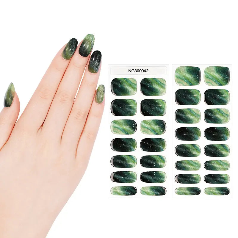 Strip Cat Eye Glitter Gel Sticker — Semi-Cured Gel Nail Wraps