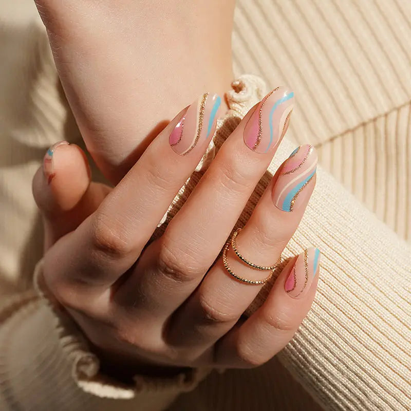 Strip Swirls Glitter Gel Sticker — Semi-Cured Gel Nail Wraps