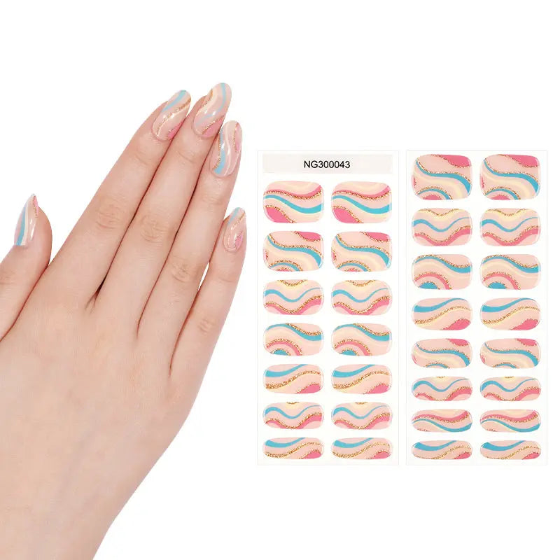 Strip Swirls Glitter Gel Sticker — Semi-Cured Gel Nail Wraps