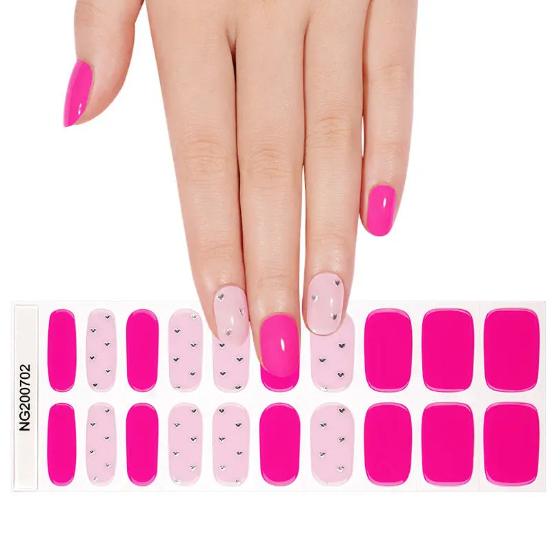Silver Heart Valentine's Day — Semi-Cured Gel Nail Wraps