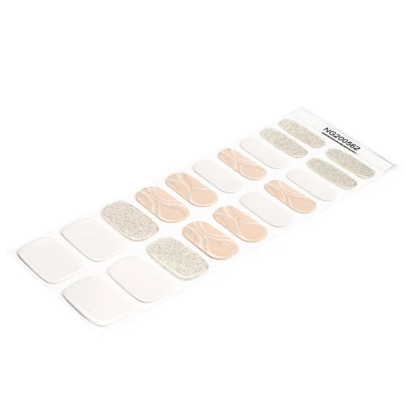 Silvery Glitter Strips Gel Stickers Wraps — Semi-Cured Gel Nail Wraps