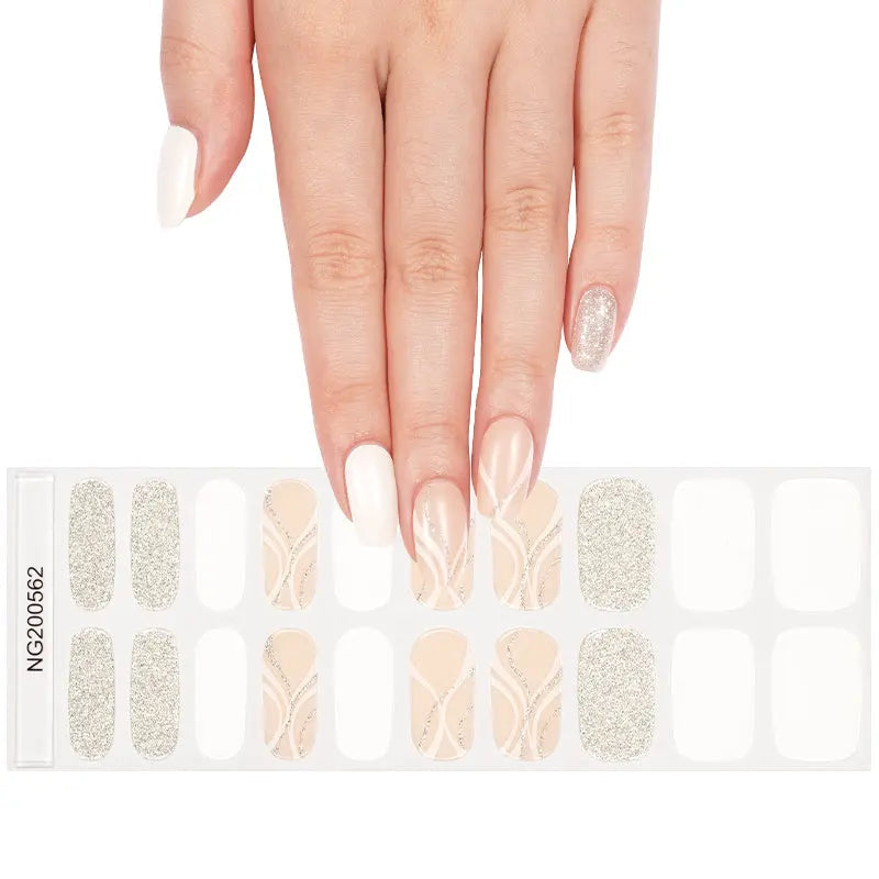 Silvery Glitter Strips Gel Stickers Wraps — Semi-Cured Gel Nail Wraps