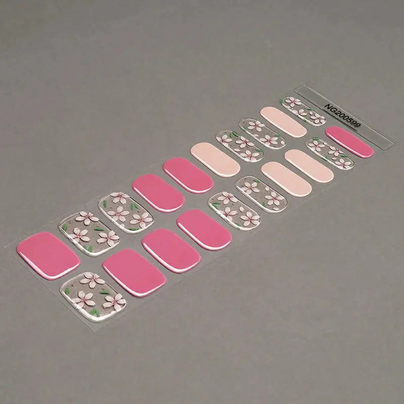 Transparent Gel Stickers Floral — Semi-Cured Gel Nail Wraps