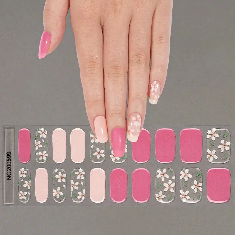 Transparent Gel Stickers Floral — Semi-Cured Gel Nail Wraps