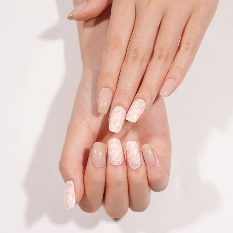 White Flower Stickers — Semi-Cured Gel Nail Wraps